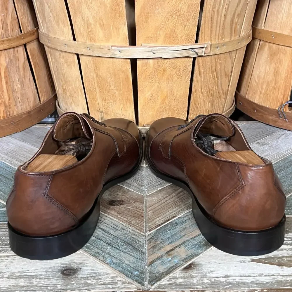 Clarks Bostonian 2-Tone Full Grain Brown Leather Saddle Oxfords Mens 15 WIDE